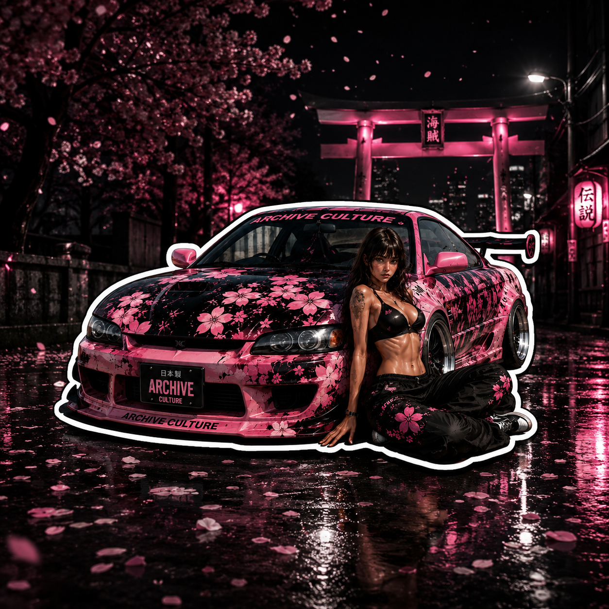 Cherry Blossom Die Cut Sticker